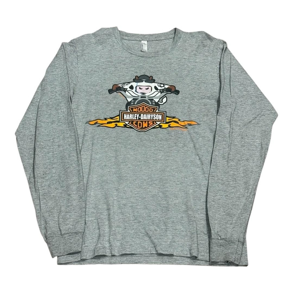 Harley-Dairyson Cows Shirt Mens Small Long Sleeve American Apparel Funny Tee